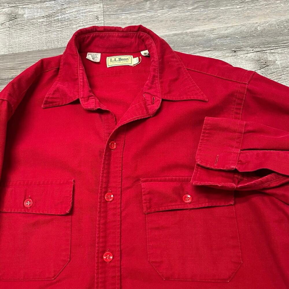 L.L. Bean Red Casual Button Down Shirt